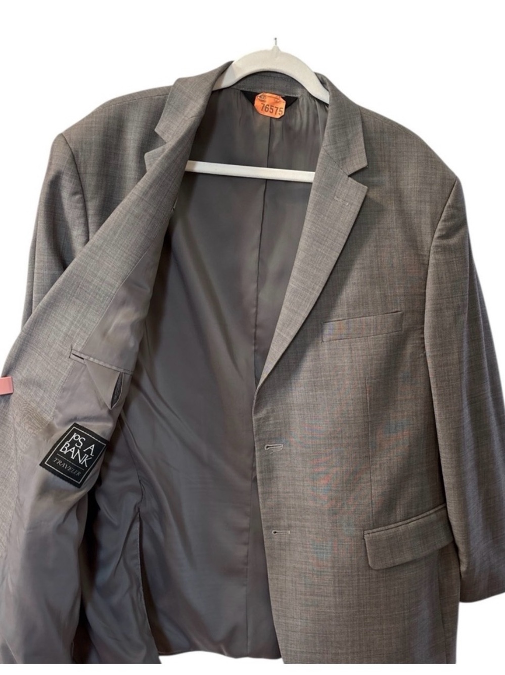 Jos. A. Bank Gray Men's Traveler Blazer Sharkskin 2-Button Wool